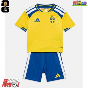 Suecia Primera Equipación Niños Mundial 2026 Manga Corta (+ Pantalones cortos)